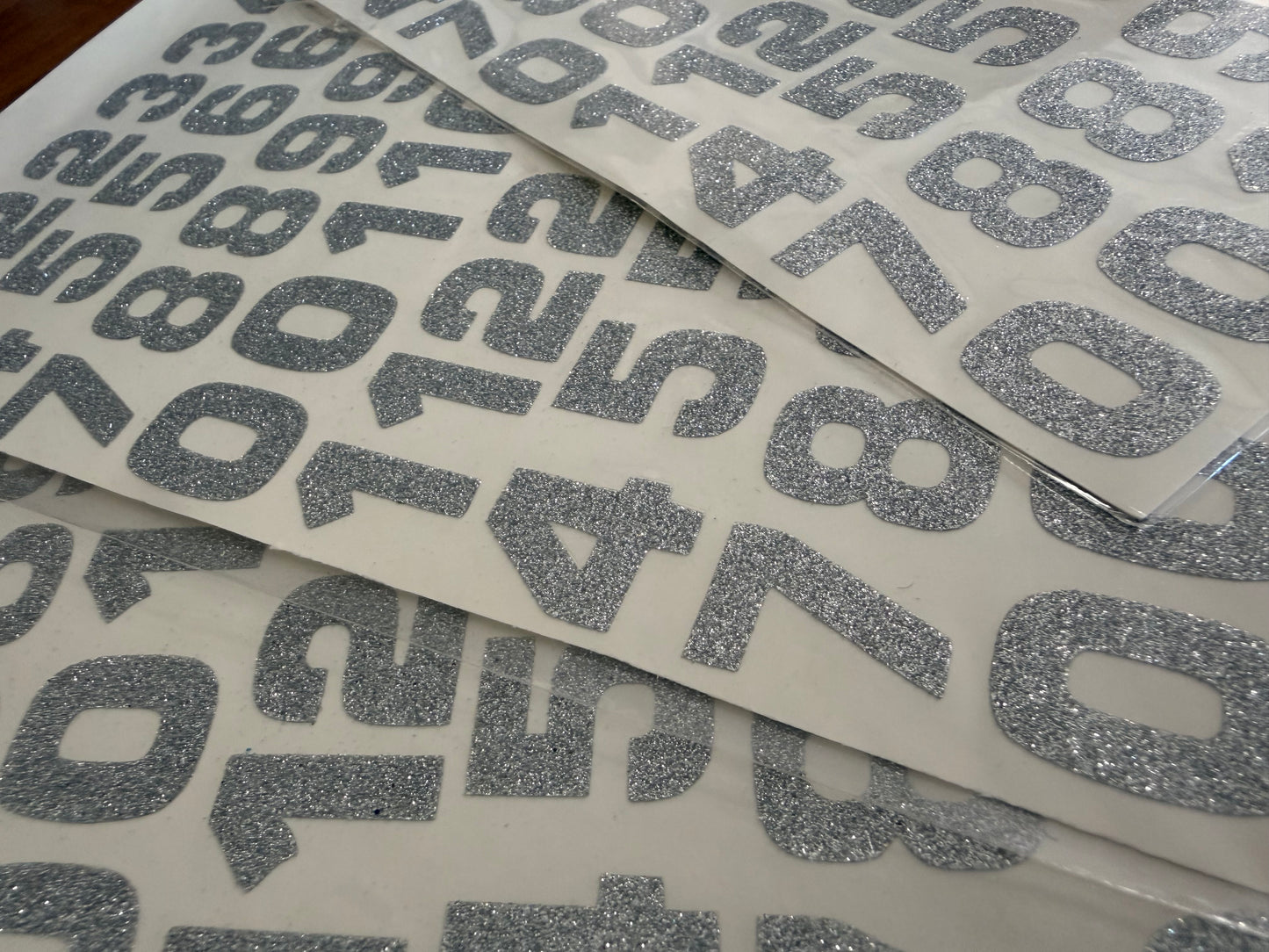 Silver Glittery Flat Numbers x3 | Number Stickers 3 pcs Include 3 Sticker Packs