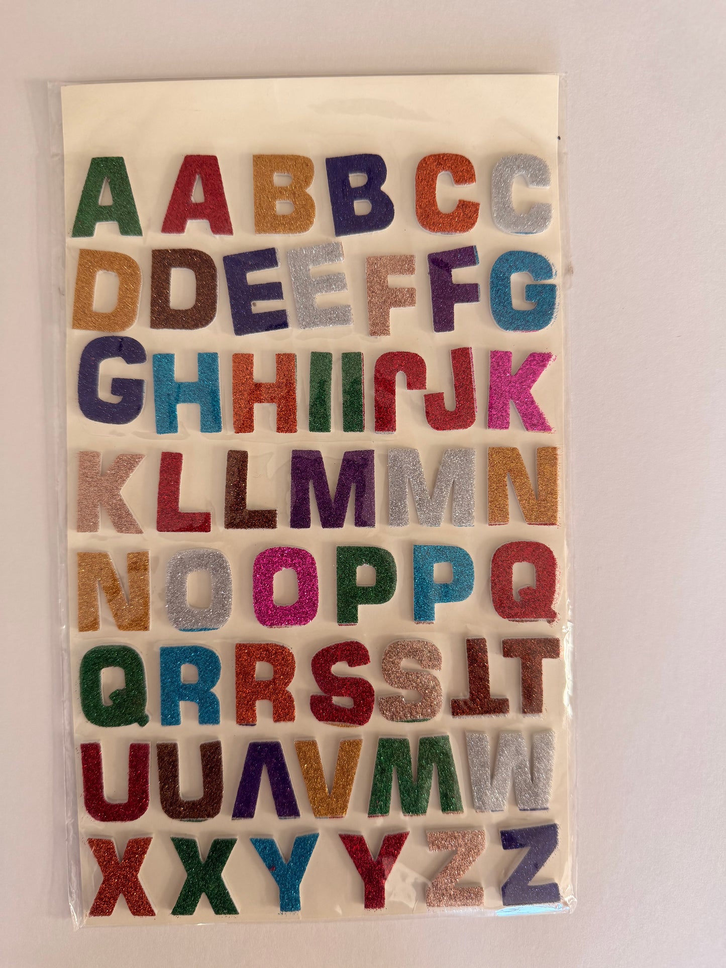 52 Multi coloured Glittery Foam 3D ALPHABET x3 | LETTER Stickers 3 pcs Include 52 X 3 Sticker Packs
