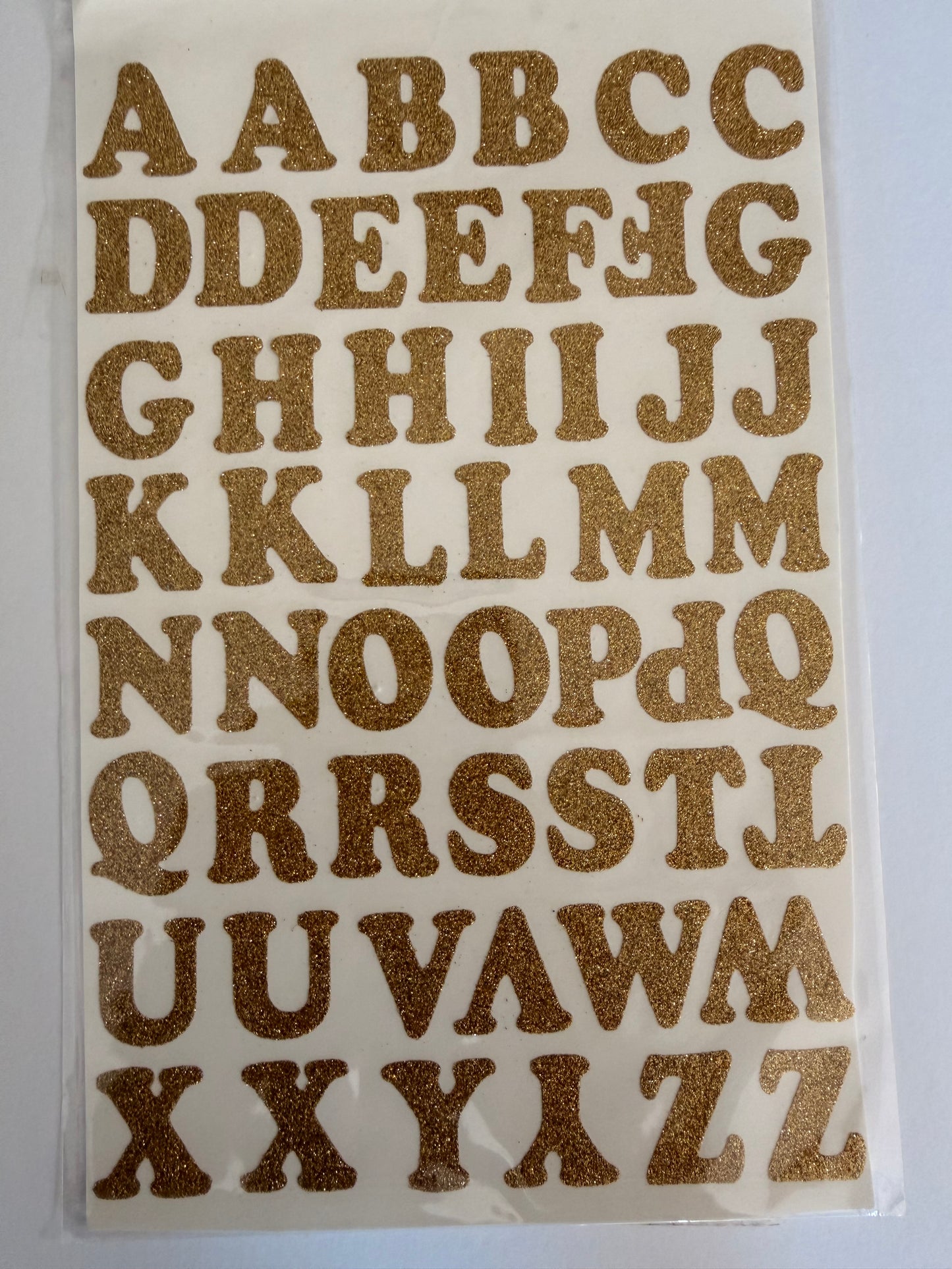 Golden Glittery Flat Alphabets x3 | Alphabets Stickers 3 pcs Include 3 Sticker Packs (Copy)