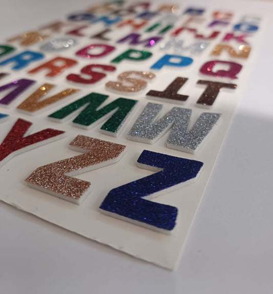 52 Colourful Glittery Foam 3D ALPHABET | LETTER Stickers