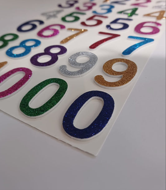 31 Colourful Glittery Foam 3D Number Stickers