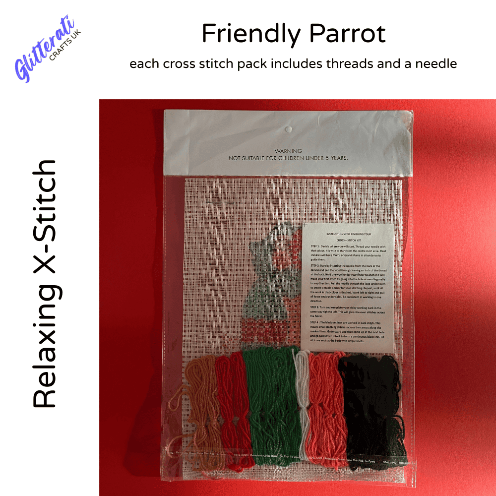 Friendly Parrot – Relaxing Cross Stitch Kit