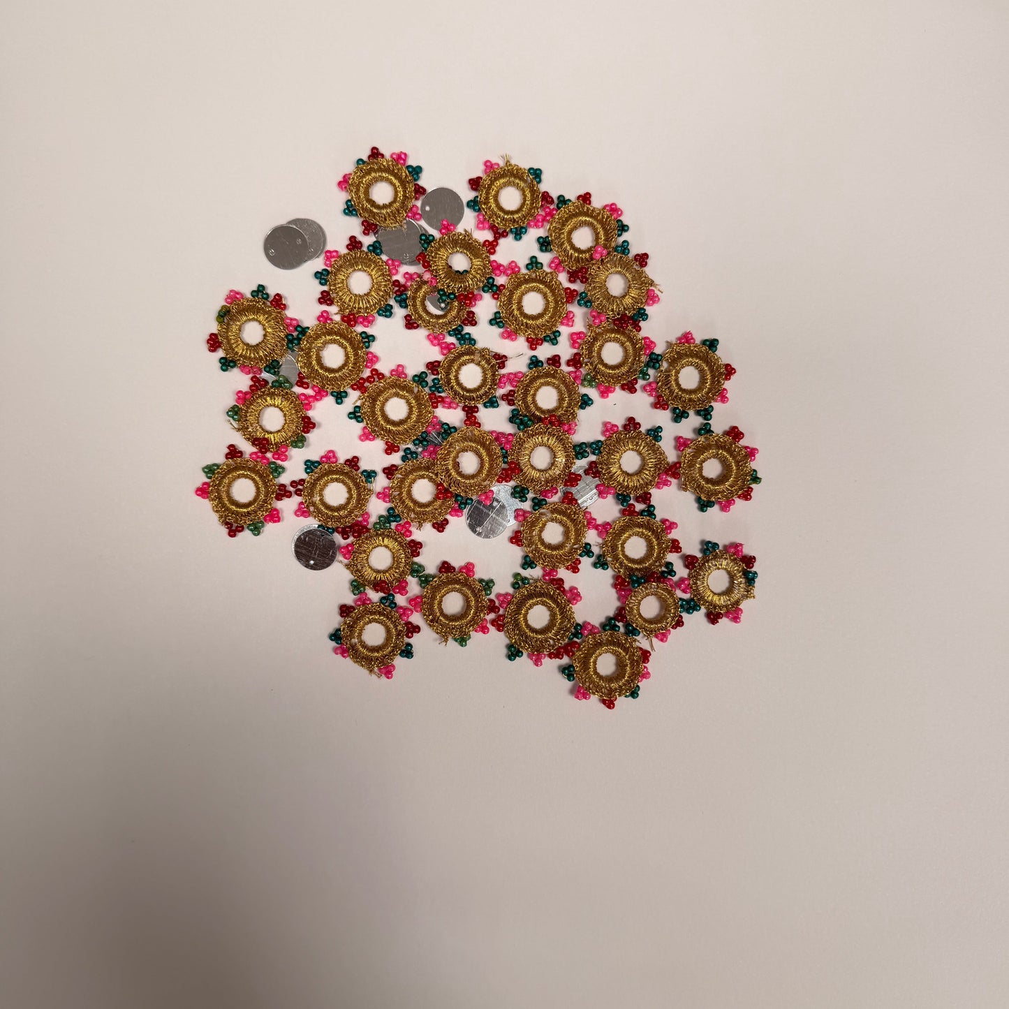Golden Crochet Mirror Rims with Colourful Beads
