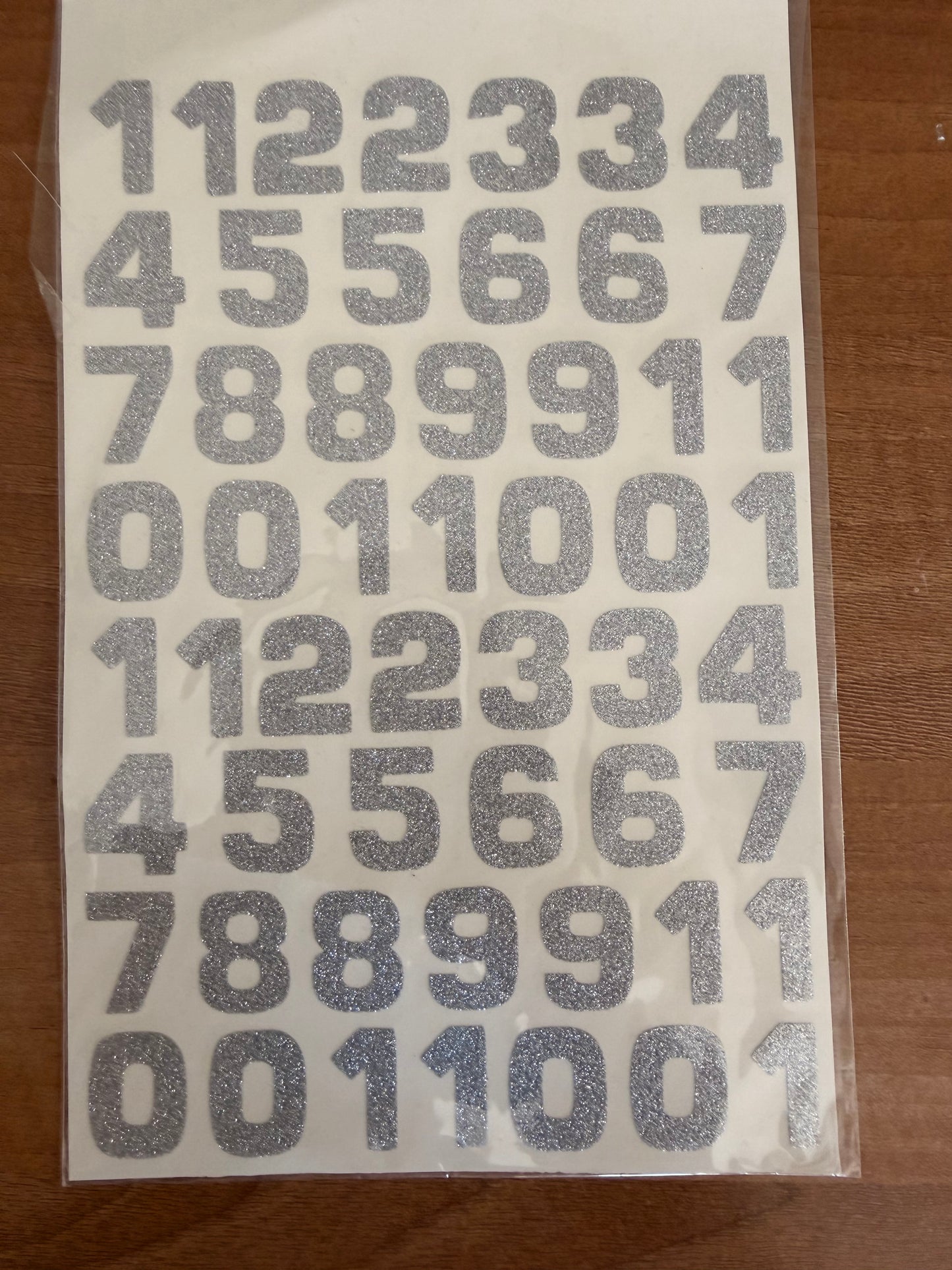 Silver Glittery Flat Numbers x3 | Number Stickers 3 pcs Include 3 Sticker Packs