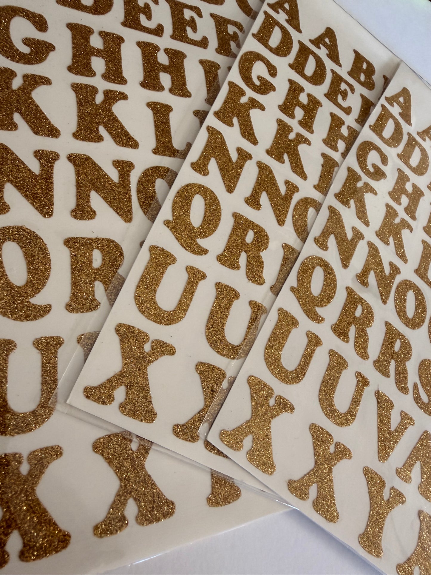 Golden Glittery Flat Alphabets x3 | Alphabets Stickers 3 pcs Include 3 Sticker Packs (Copy)