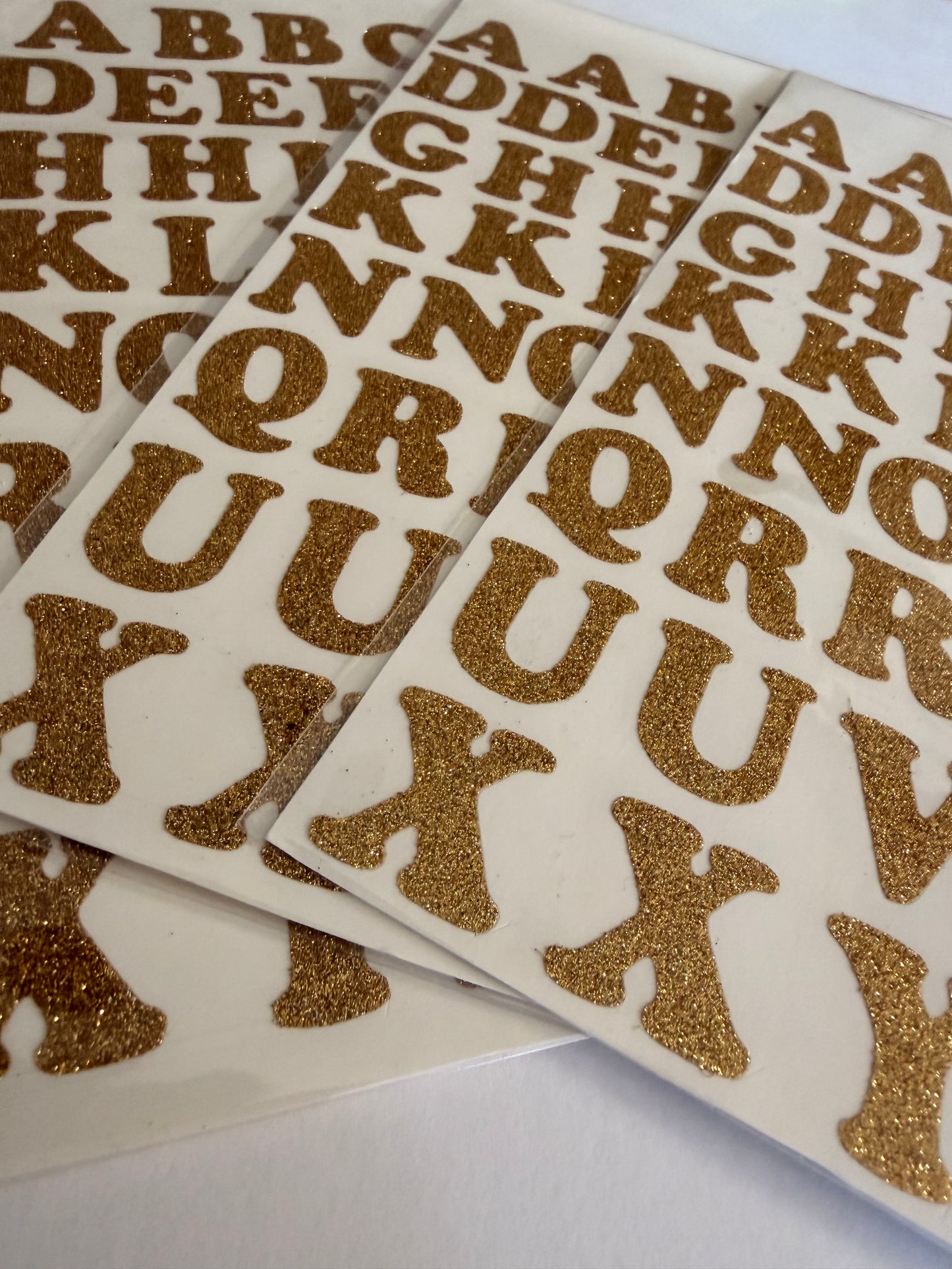 Golden Glittery Flat Alphabets x3 | Alphabets Stickers 3 pcs Include 3 Sticker Packs (Copy)