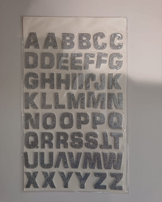 52 Silver Glittery Foam 3D ALPHABET | LETTER Stickers