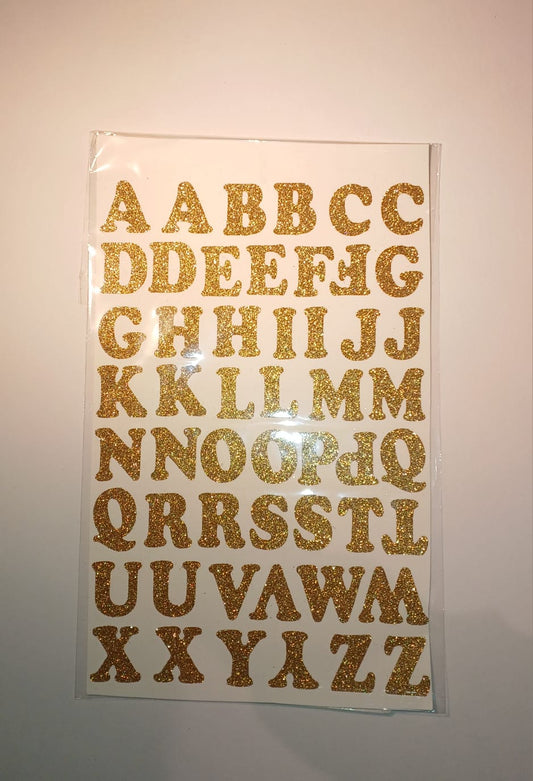 52 Gold Glittery Foam  ALPHABET | LETTER Stickers