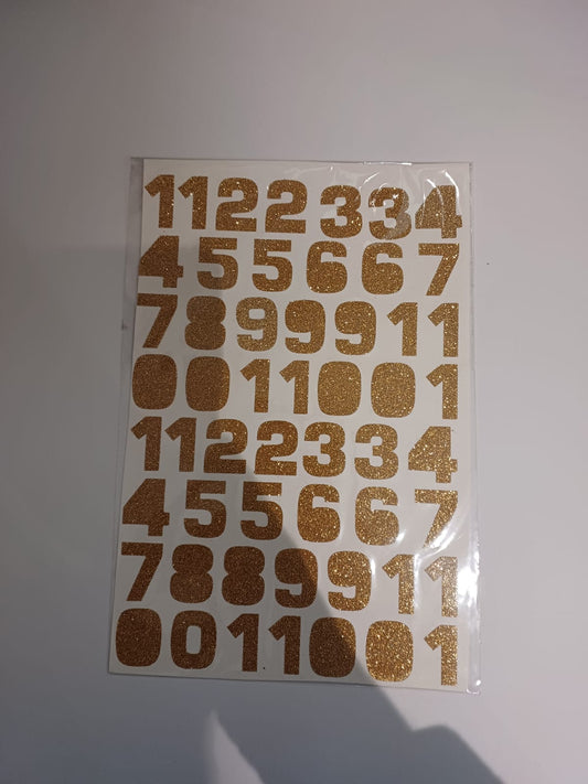54 Gold Glittery Number Adhesive Stickers