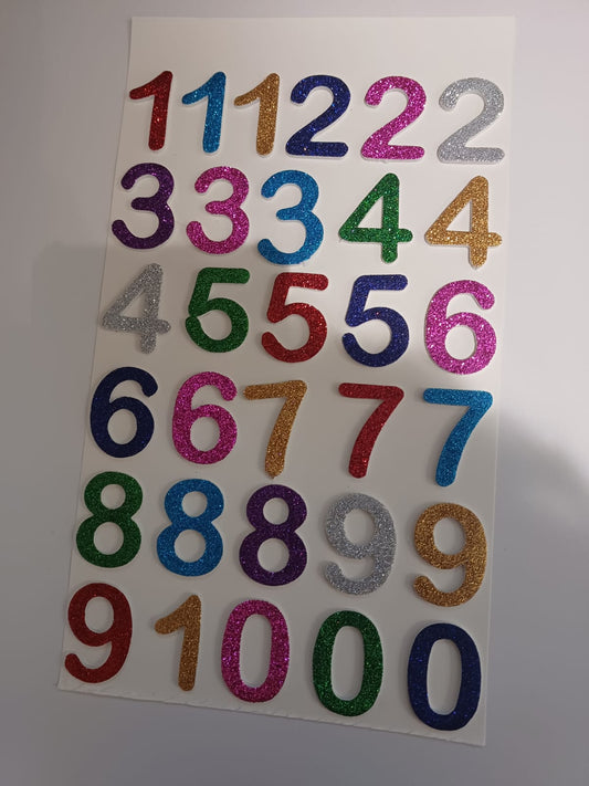 31 Colourful Glittery Foam 3D Number Stickers
